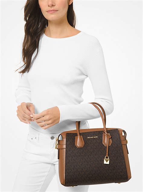 mercer large leather satchel michael kors|michael kors mercer belted satchel.